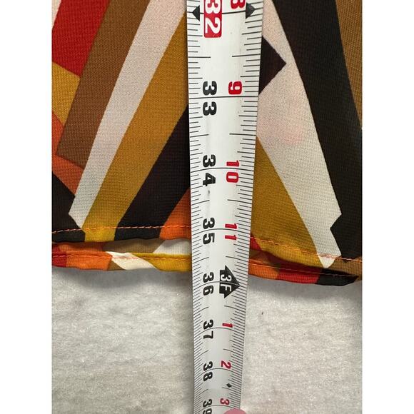 Rachel Kate Chevron Shift Dress M Retro Fall Colors 70s Style Geometric Print - Picture 5 of 8